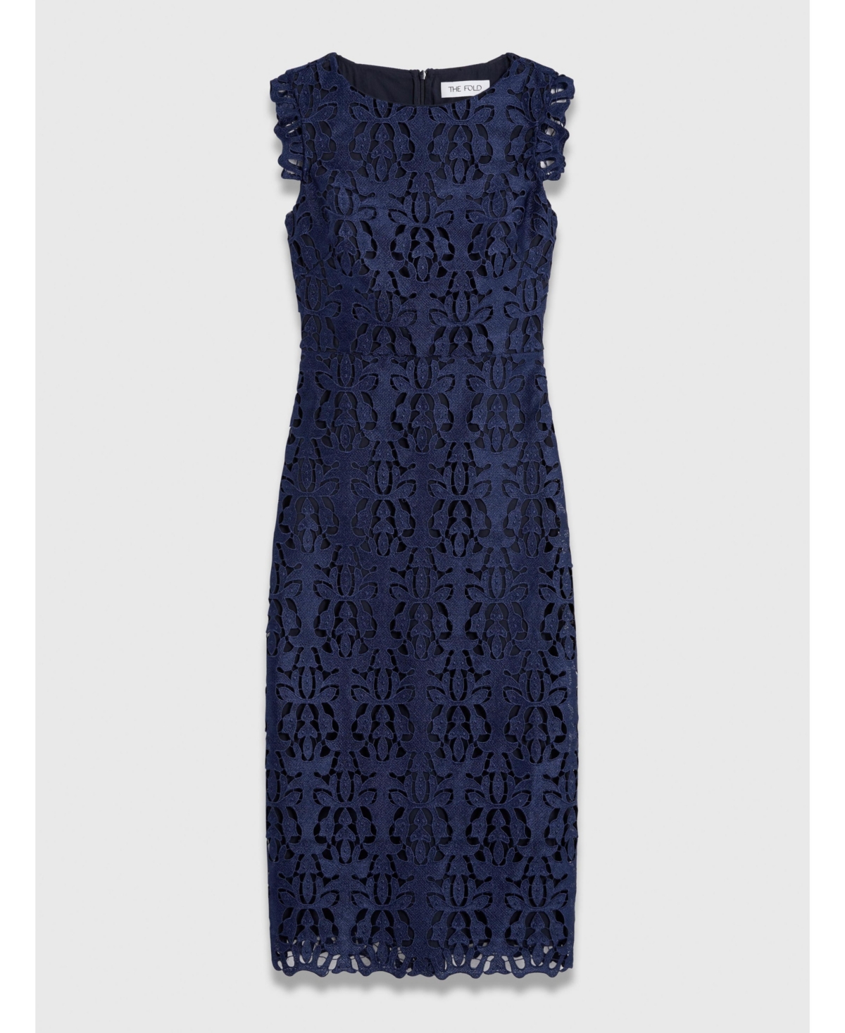 The Fold Women's Valencia Lace Scalloped Fit-and-Flare Midi Dress