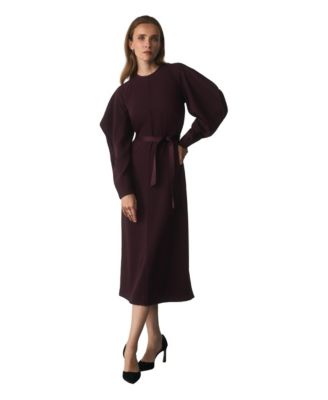 Women's Asti Long-Sleeve Puff-Sleeve Midi Dress