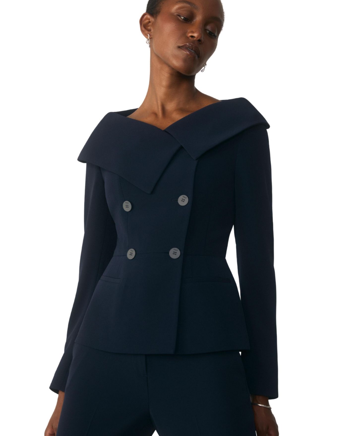 Женский пиджак The Fold Lorelli Double-Breasted Tailored Blazer, цвет: Тёмно-синий — фото 4