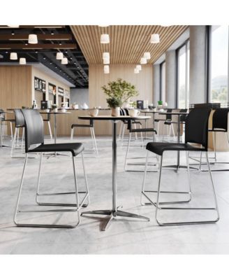 Calliope Stackable Office Reception Counter Stool with Contoured Backrest and Chrome Sled Base
