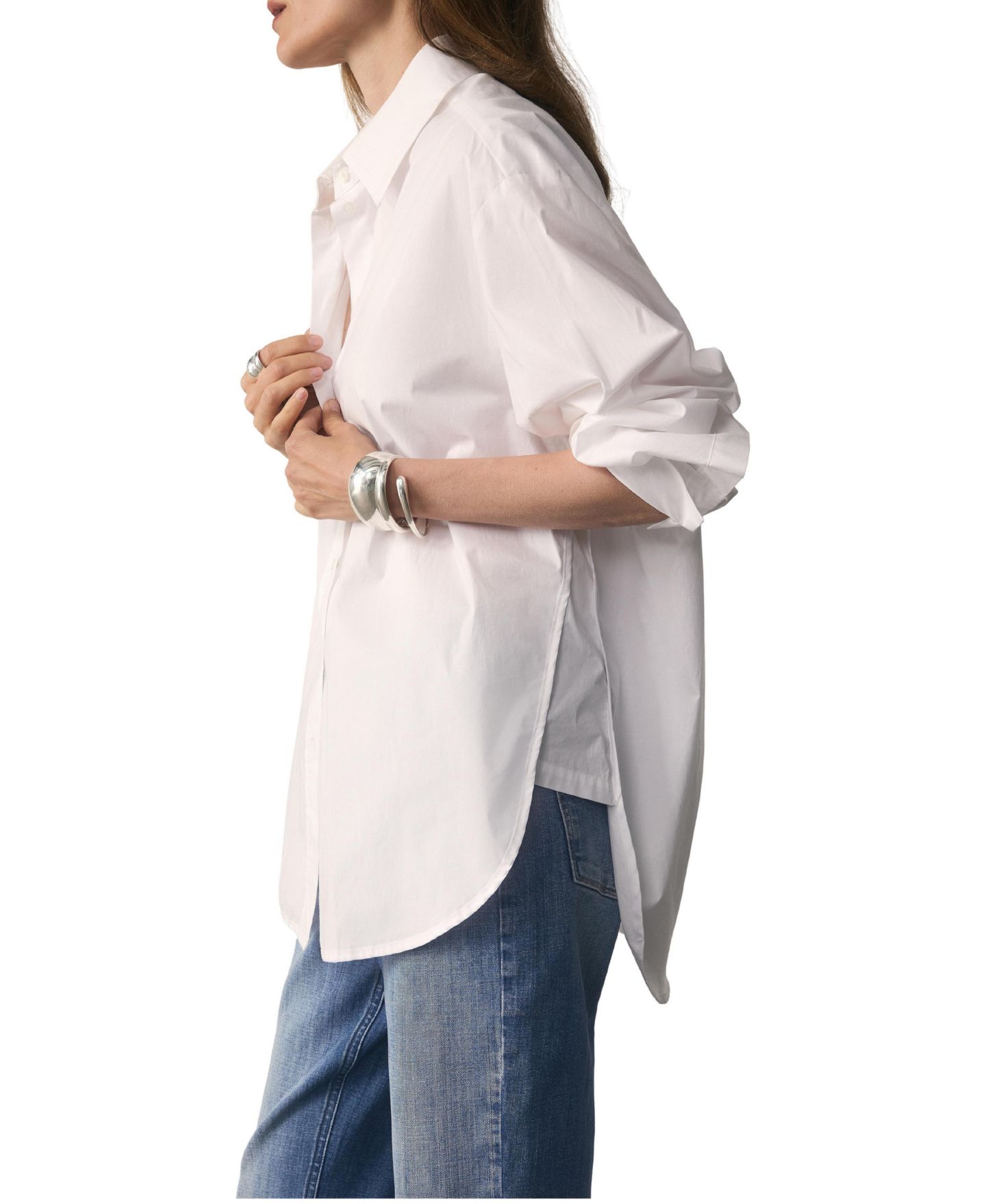Женская рубашка The Fold Claudia Cotton-Blend Oversized Long-Sleeve Button-Down, цвет: Белый — фото 2