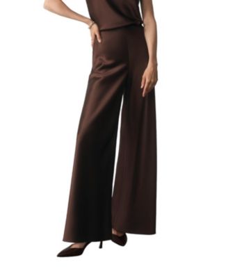 Women's Lucena High-Waisted Wide-Leg Satin Trousers