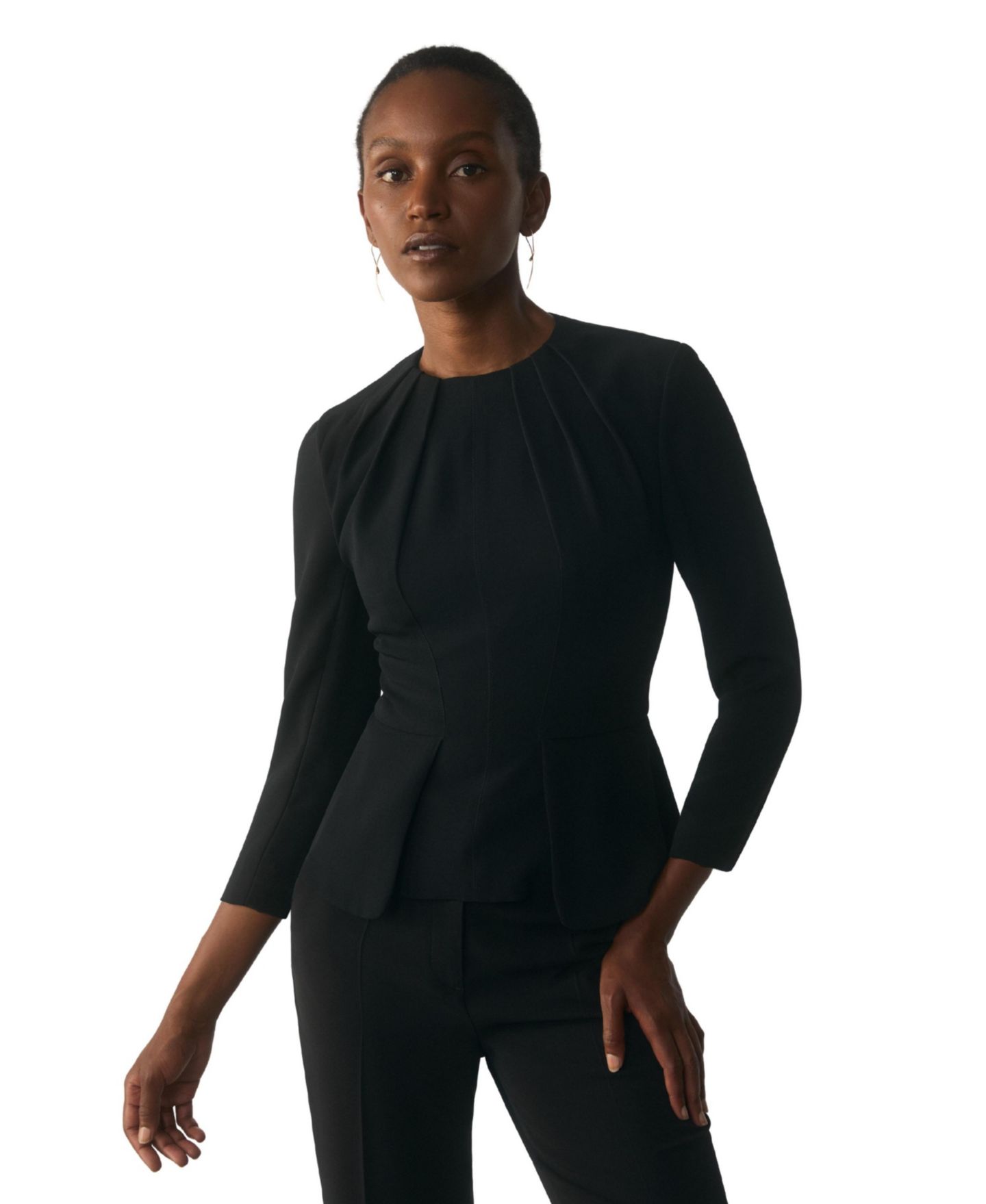Женский топ The Fold Elaria 3/4-Sleeve Peplum, цвет: Чёрный — фото 4
