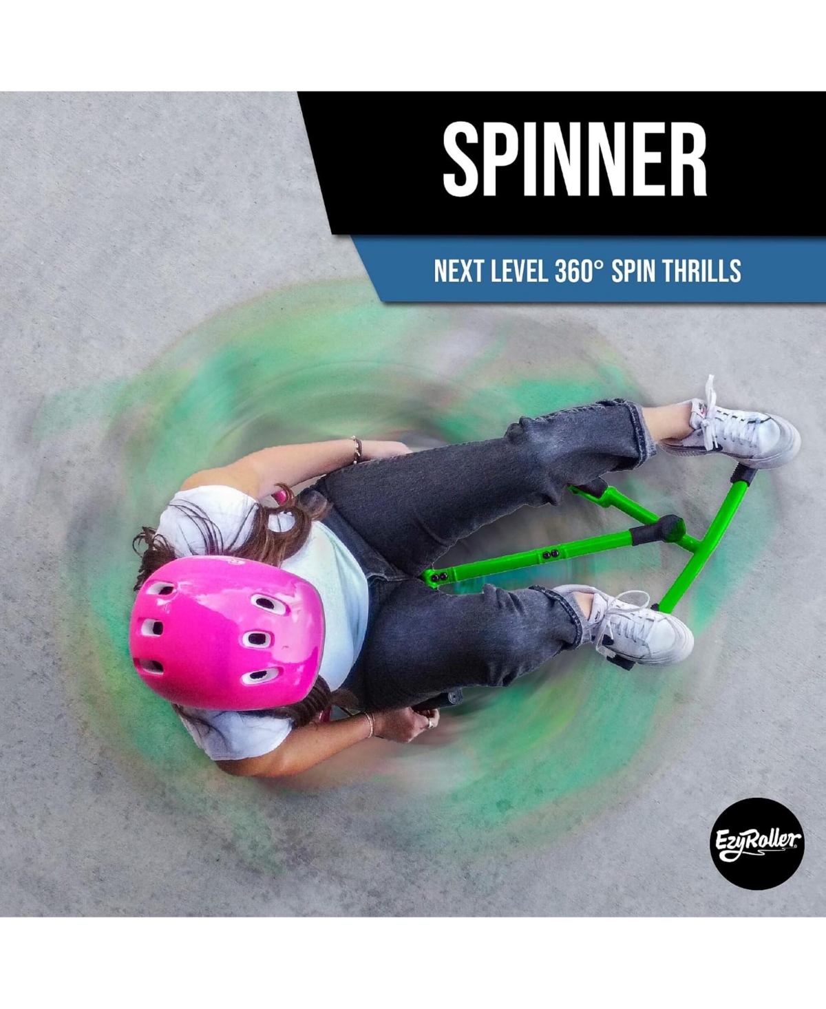 EzyRoller Spinner 360-Degree Spinning Adjustable Ride-On Toy, 154 lb Weight Capacity, Ages 4+