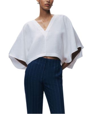 Women's Belt Detail V-Neck Blouse