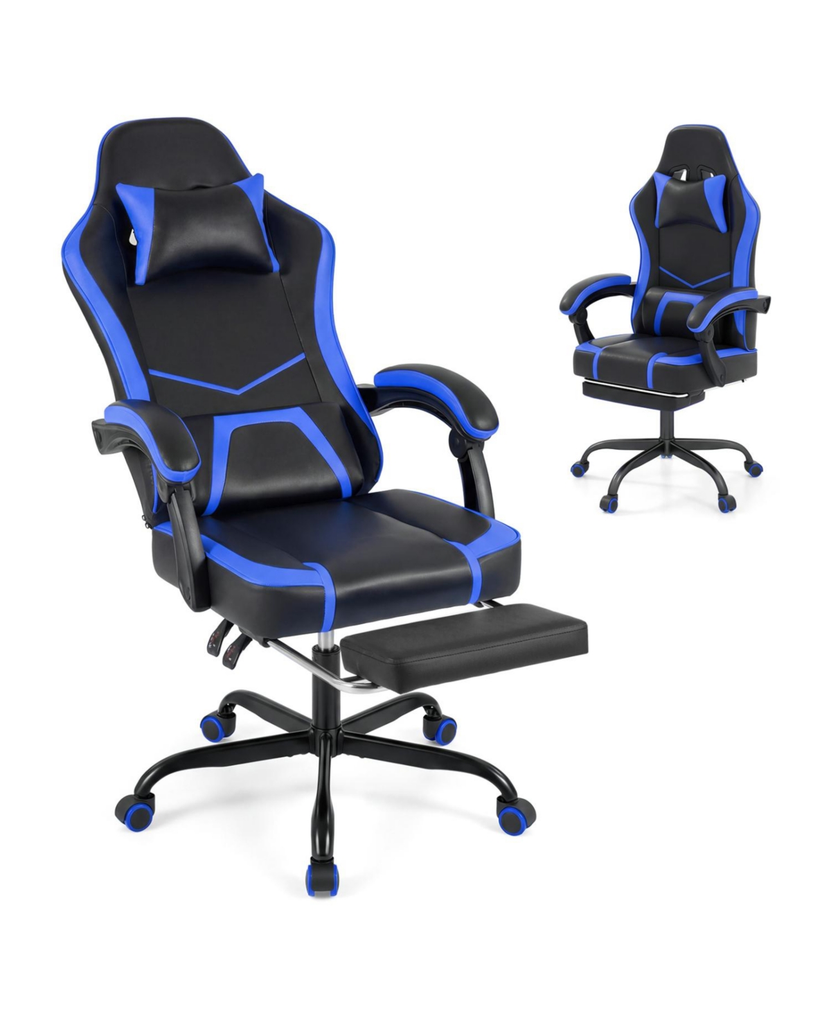 Mecale Gaming Chair Height Adjustable Computer Chair with Headrest Ergonomic Office Task Chair - Navy