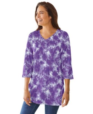 Women's Within Perfect Printed Three-Quarter-Sleeve V-Neck Tunic