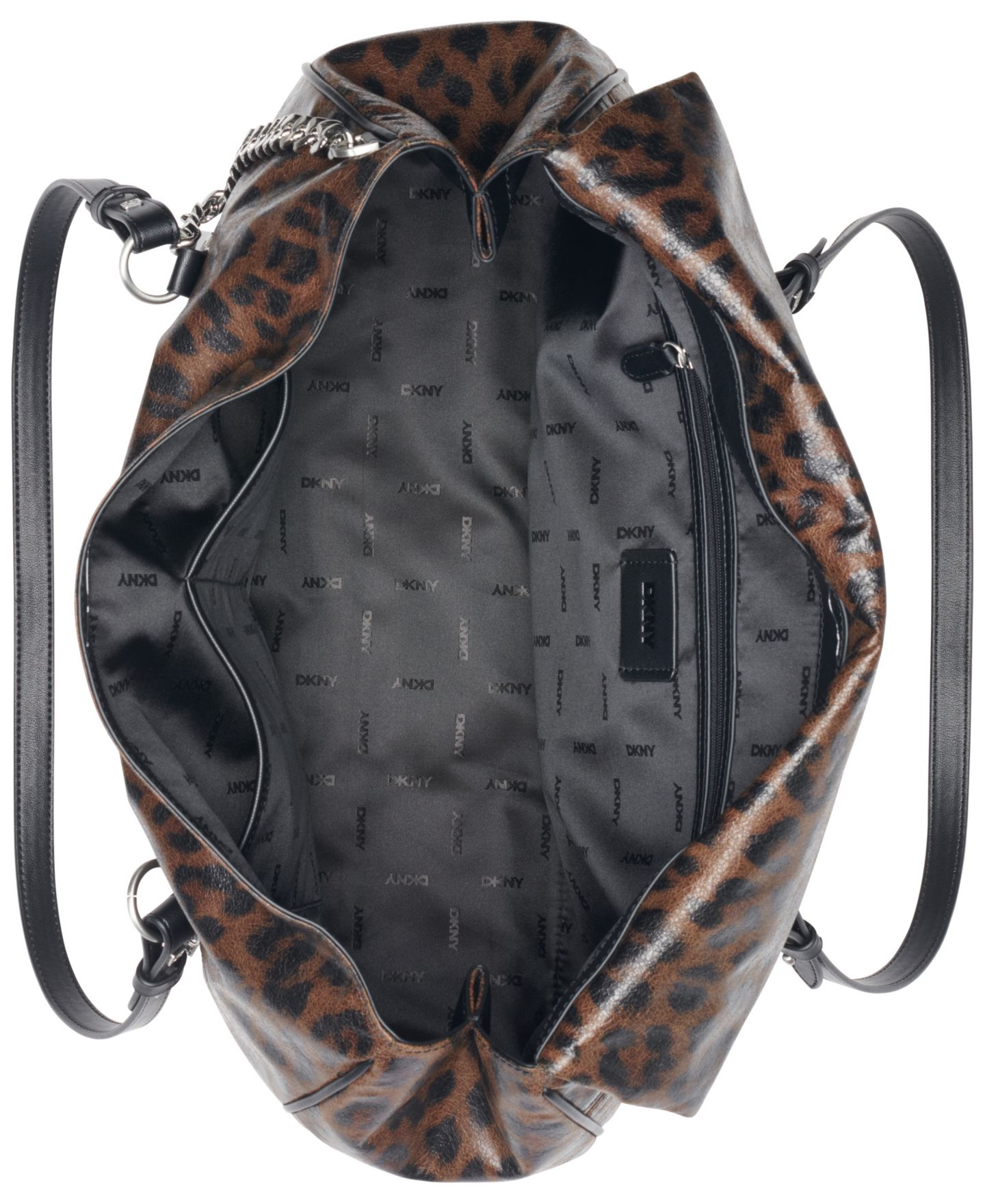 Женская сумка DKNY Skye Leopard Print Large Laptop Compatible Satchel Handbag, цвет: Леопардовый — фото 4