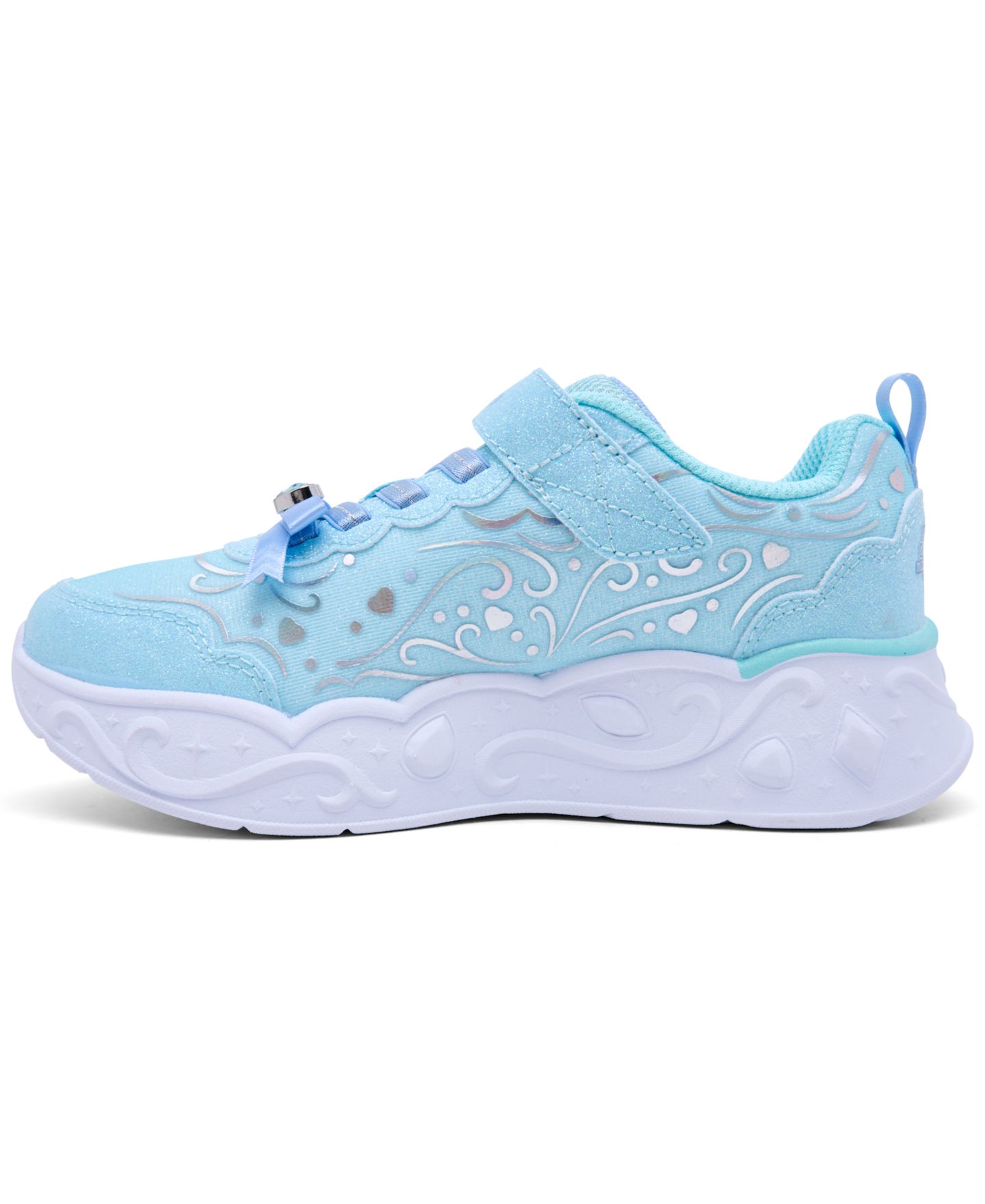 Кроссовки Skechers S Lights: Princess Steps Fastening Strap Light-Up Lifestyle Sneakers from Finish Line для девочек, цвет: Светлый синий — фото 3