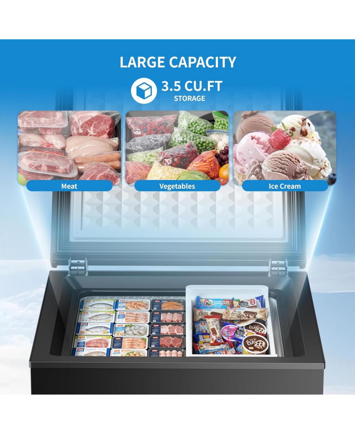 Cowsar 3.5 Cu. Ft. Chest Freezer with Digital Thermostat