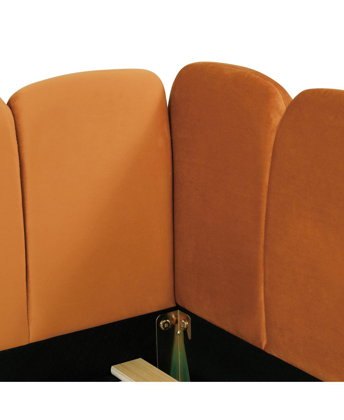 Streamdale Furniture Full Size Velvet Upholstered Floor Bed, Pumpkin