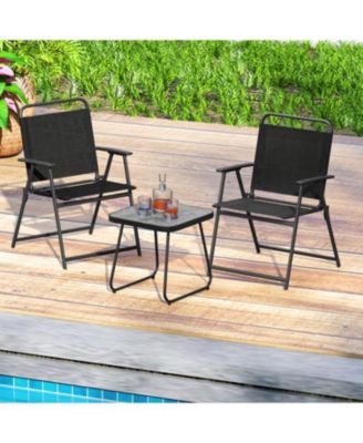 3 Pieces Patio Folding Conversation Chairs and Table