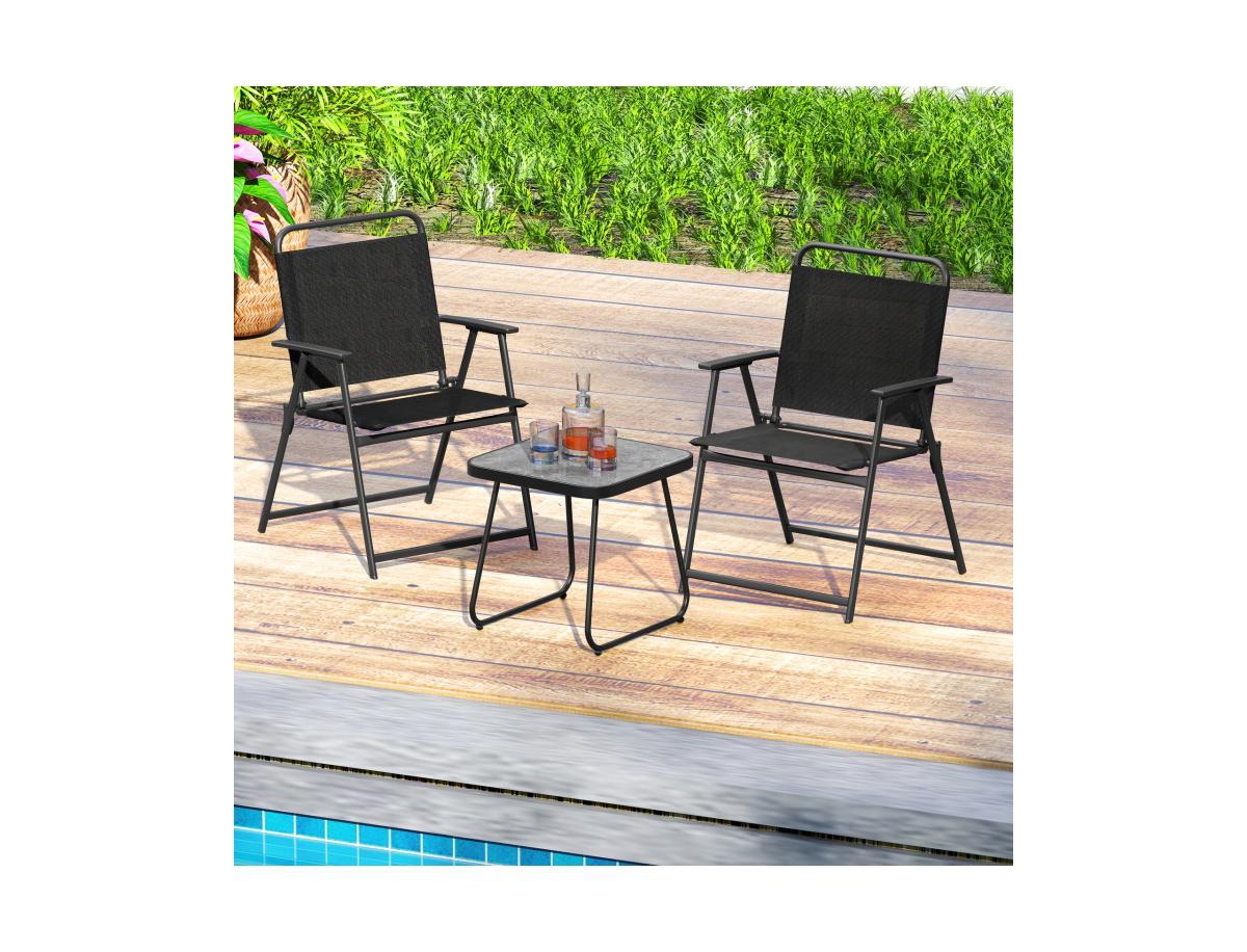 Boyel Living 3 Pieces Patio Folding Conversation Chairs and Table