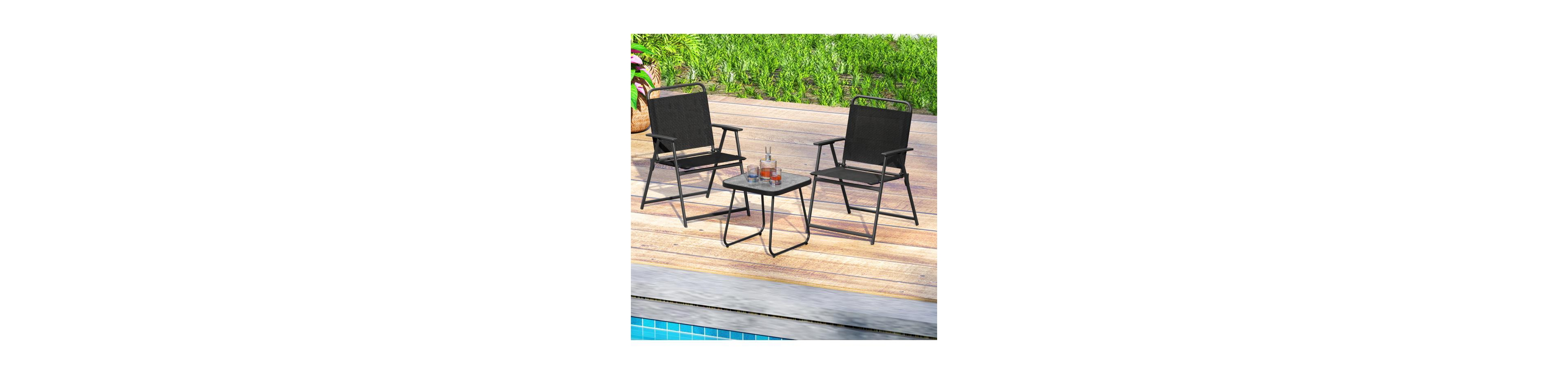 Boyel Living 3 Pieces Patio Folding Conversation Chairs and Table