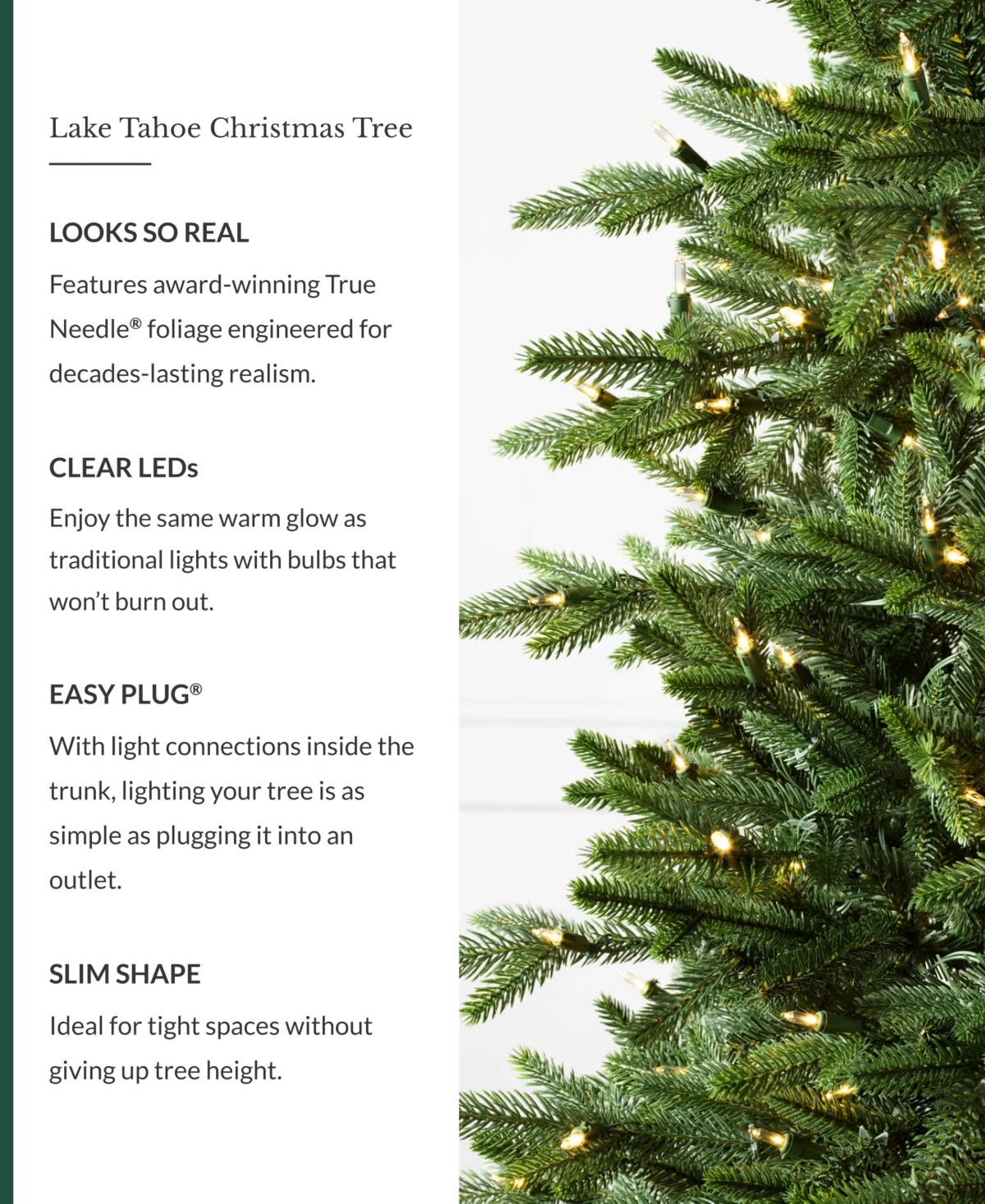 Balsam Hill Lake Tahoe Slim Tree 7' Ledc