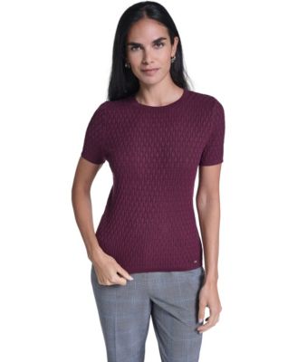 Women's Textured Lightweight Crewneck Pullover Sweater