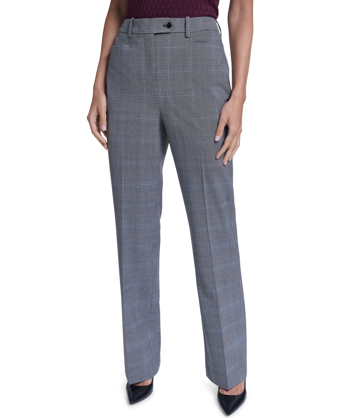 Calvin Klein Women's Modern Fit Straight-Leg High-Rise Pants - Port Multi