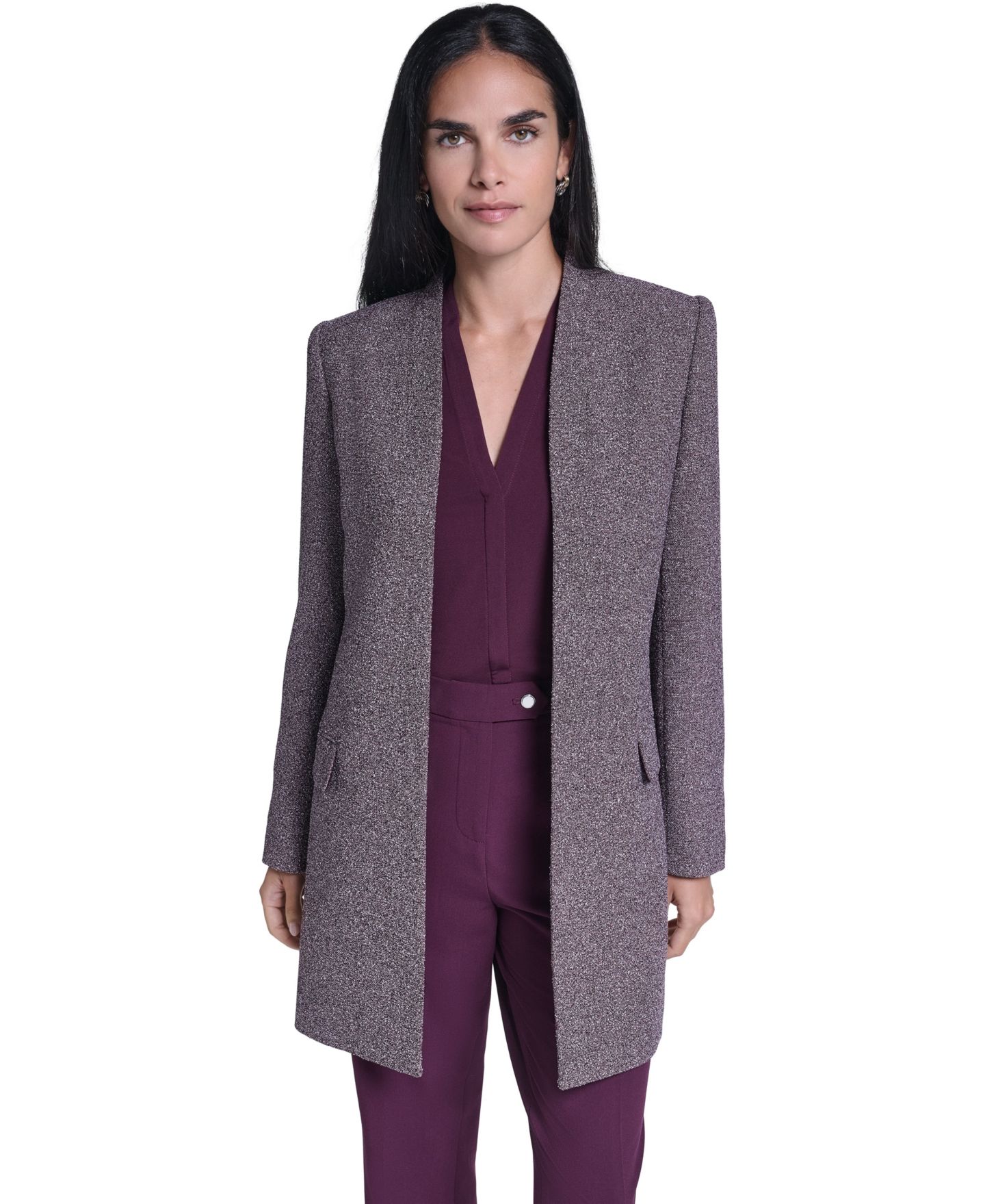 Женская куртка Calvin Klein Open Front Long-Sleeve Jacket, цвет: Разноцветный — фото 1