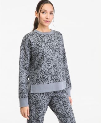 Women's Soft Paw Animal-Print Long-Sleeve Fleece Crewneck Pullover