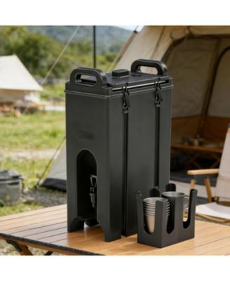 Insulated Beverage Dispenser 5 Gallon Set of 2:Food-grade LLDPE hot/cold server with two-stage faucet.For restaurant.Includes cup holder