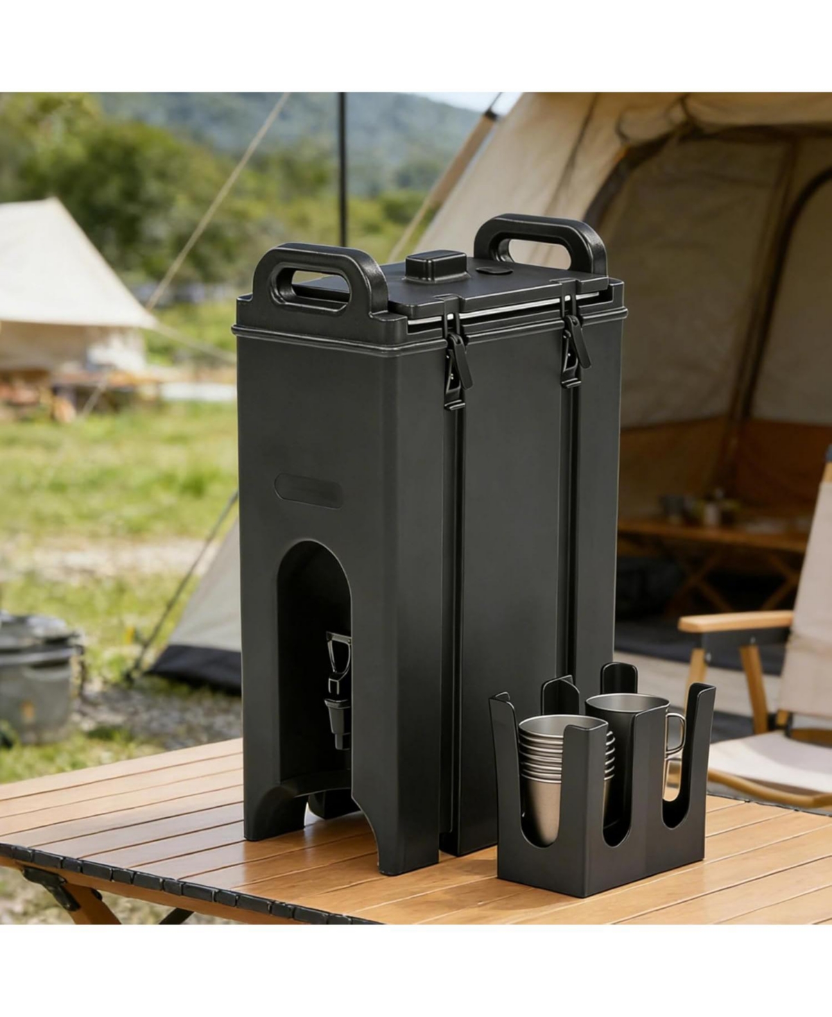 Tribesigns Insulated Beverage Dispenser 5 Gallon Set of 2:Food-grade Lldpe hot/cold server with two-stage faucet.For restaurant.Includes cup holder
