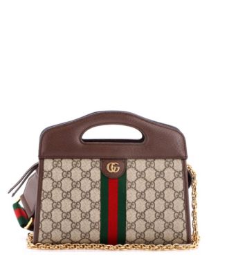 Small Ophidia Cut Out Handle Bag GG Coated Canvas with Leather