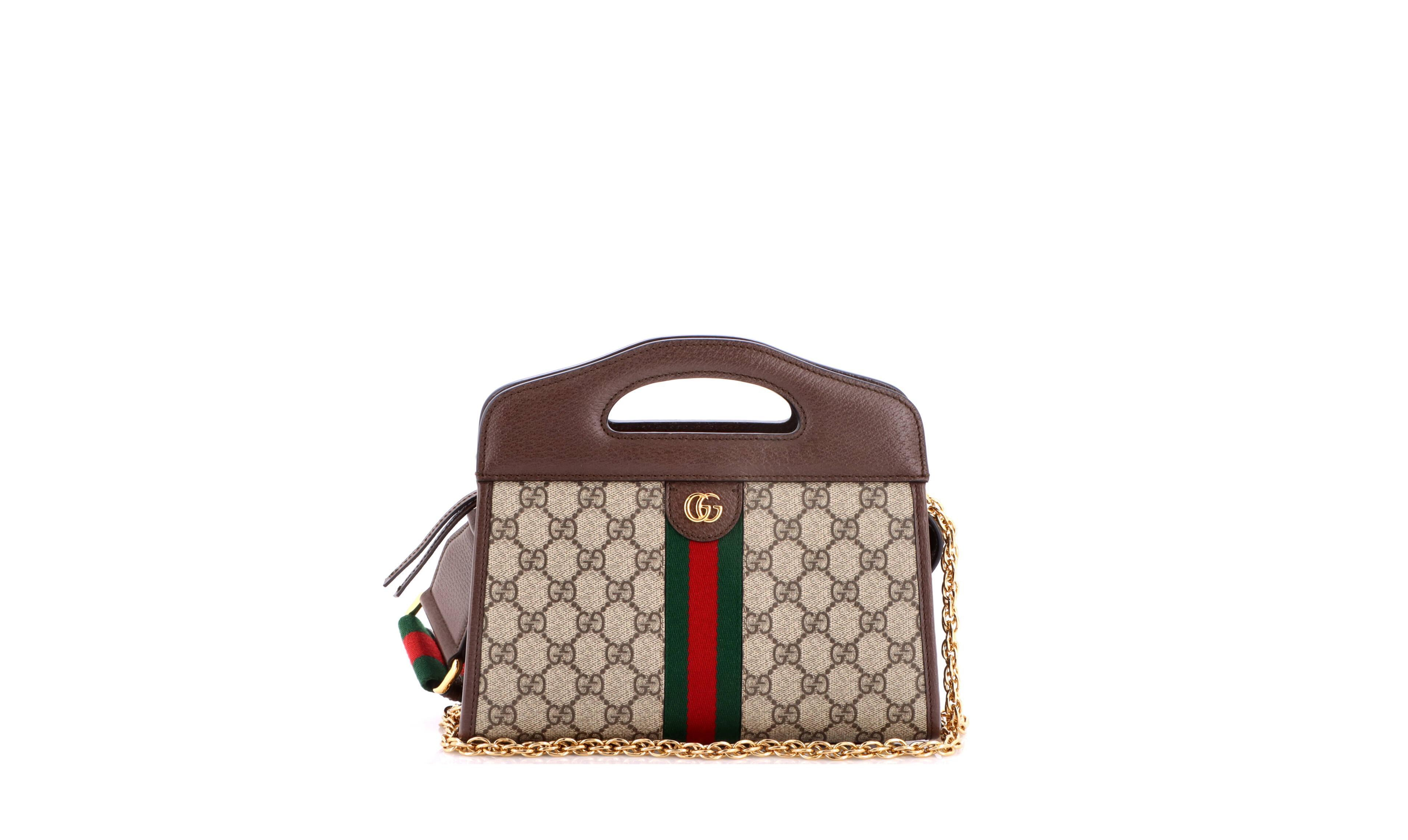 Pre-Owned Gucci Small Ophidia Cut Out Handle Bag Gg Coated Canvas with Leather