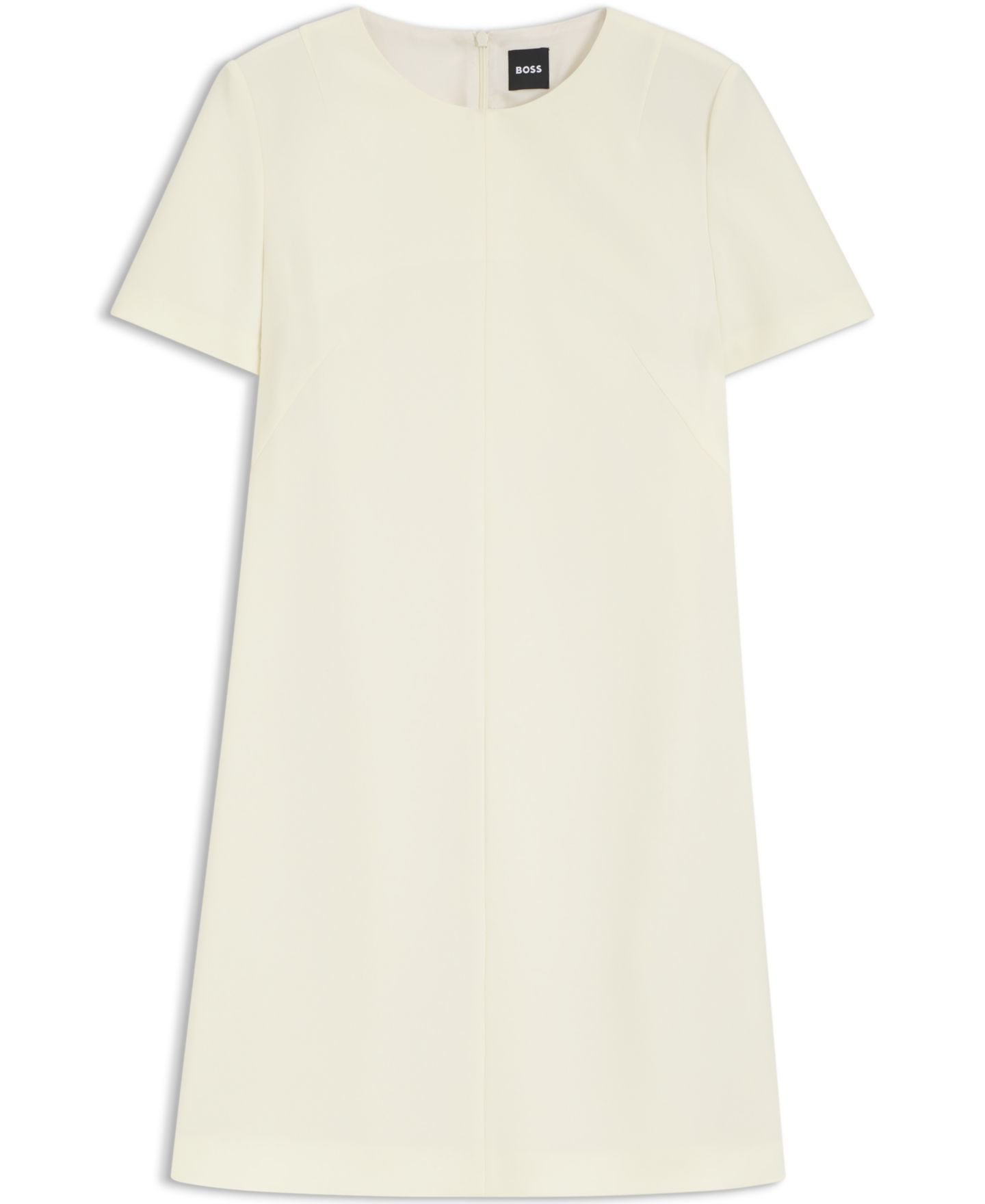 Женское платье Hugo Boss BOSS by Dinderah Japanese Crepe Short-Sleeve Shift with Pockets, цвет: Бежевый — фото 2