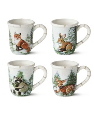 Winter Cabin Mugs, Set of 4