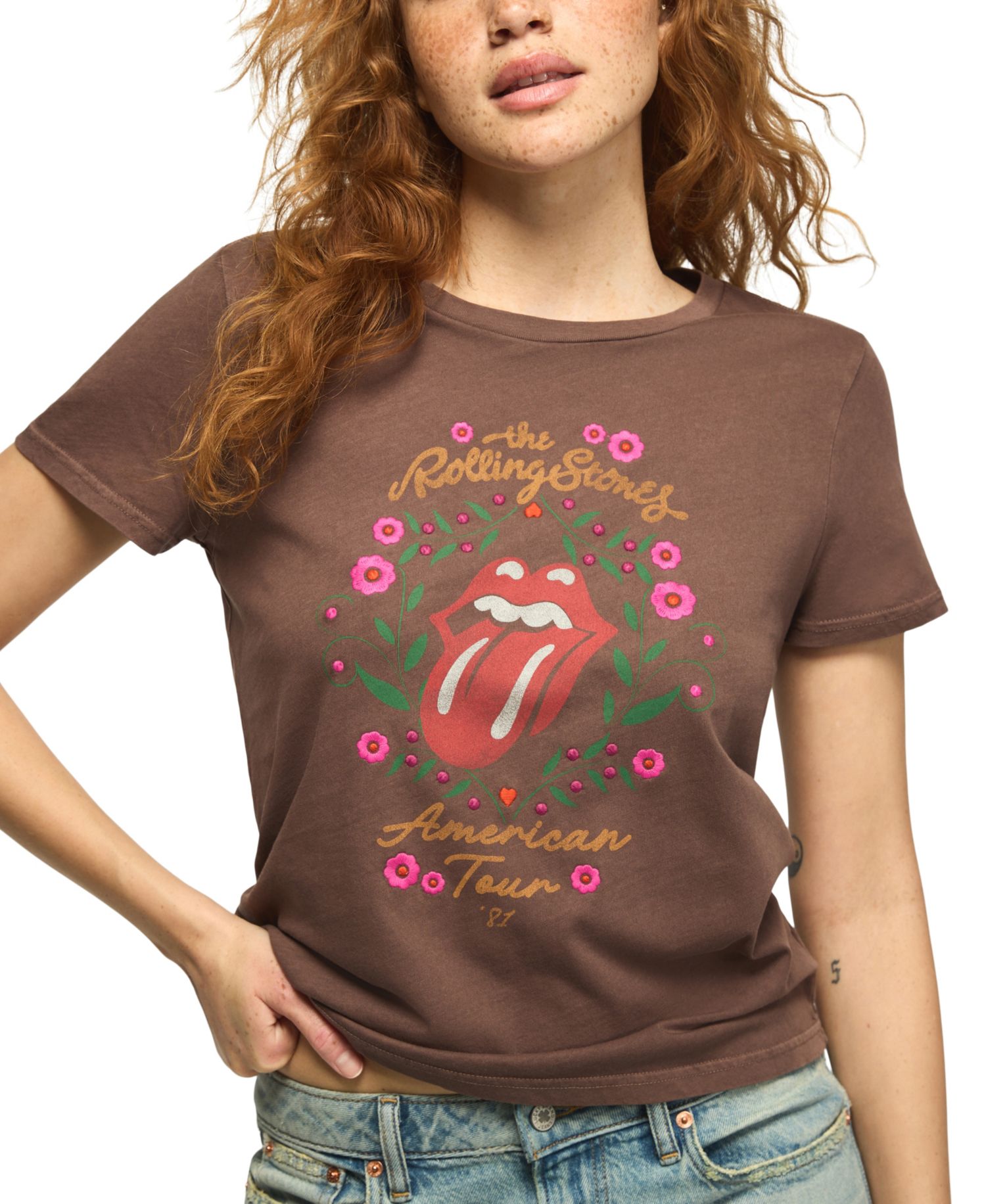 Women's The Rolling Stones American Tour Classic Crew neck Graphic Retro T-Shirt