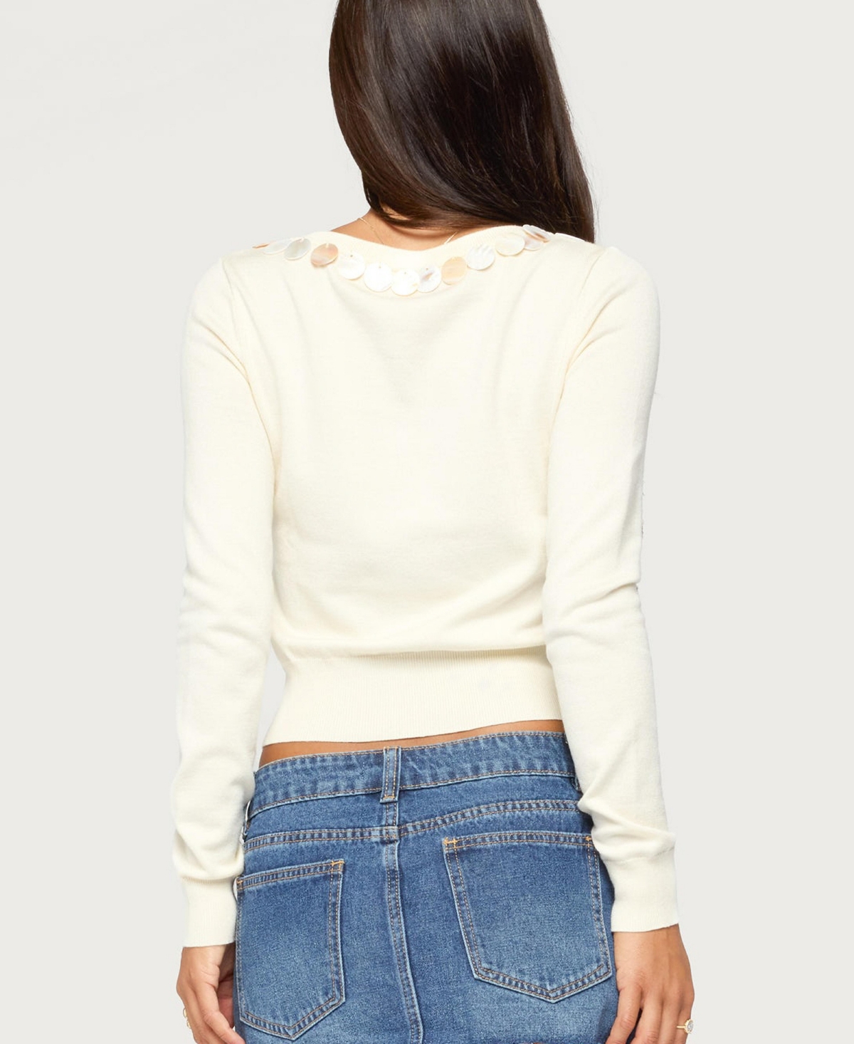 Edikted Women's Eeva Iridescent Cropped Button Cardigan