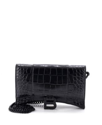 Hourglass Chain Wallet Embossed Leather