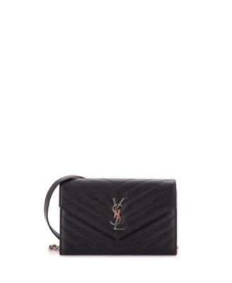Small Classic Monogram Wallet on Chain Matelasse Chevron Leather