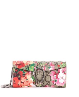 Long Dionysus Chain Wallet Blooms Print GG Coated Canvas