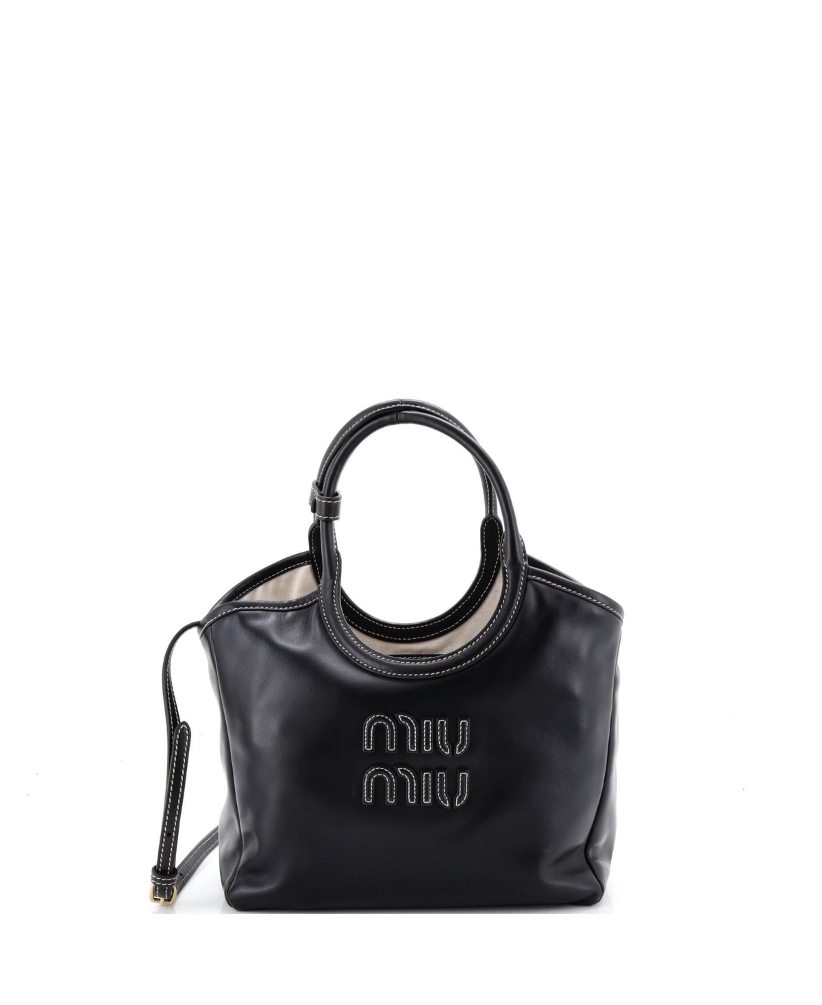 Pre-Owned Miu Miu Small Ivy Tote Bag Leather - Black