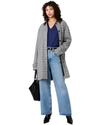 Women's Collared Relaxed Oversized Midi Jacket
