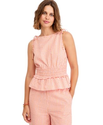 Women's Smocking Sleeveless Cotton Blouse