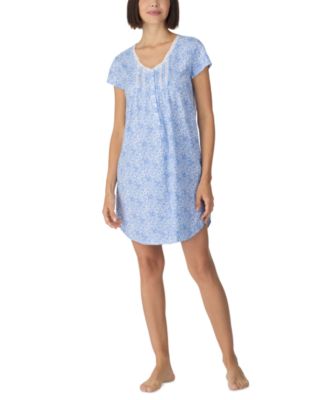 Women's Cotton Jersey Knit Cap-Sleeve Sleep Shirt