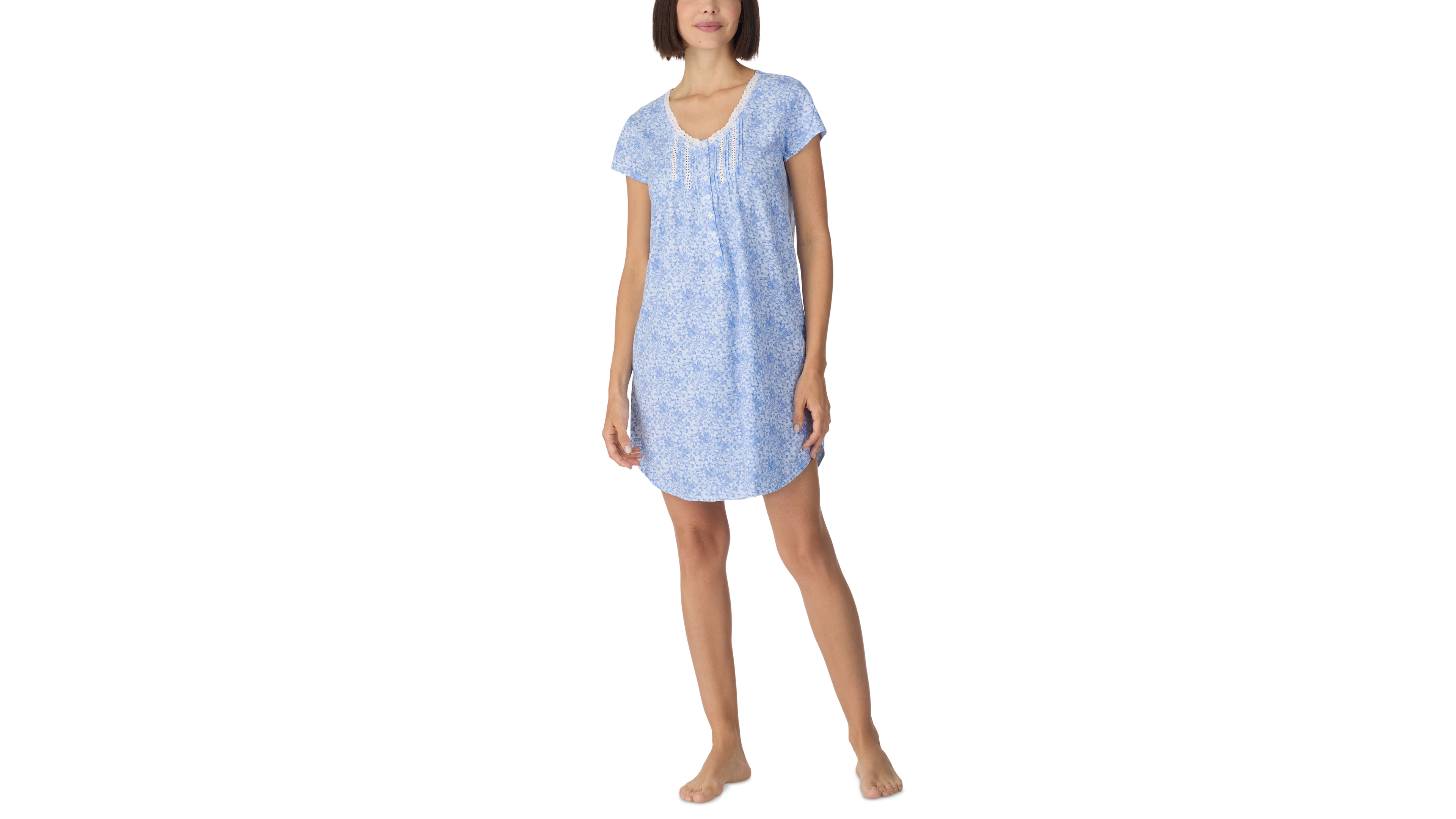 Eileen West Women's Cotton Jersey Knit Cap-Sleeve Sleep Shirt