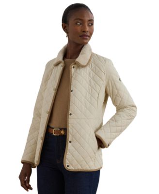 Women's Faux-Sherpa-Collar Quilted Coat, Created for Macy's