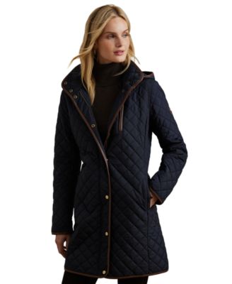 Petite Hooded Diamond-Quilted Coat