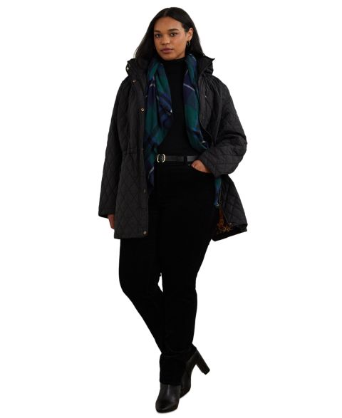 Женское пальто Lauren Ralph Lauren Plus Size Hooded Anorak Quilted Coat, Created for Macy's, цвет: Чёрный
