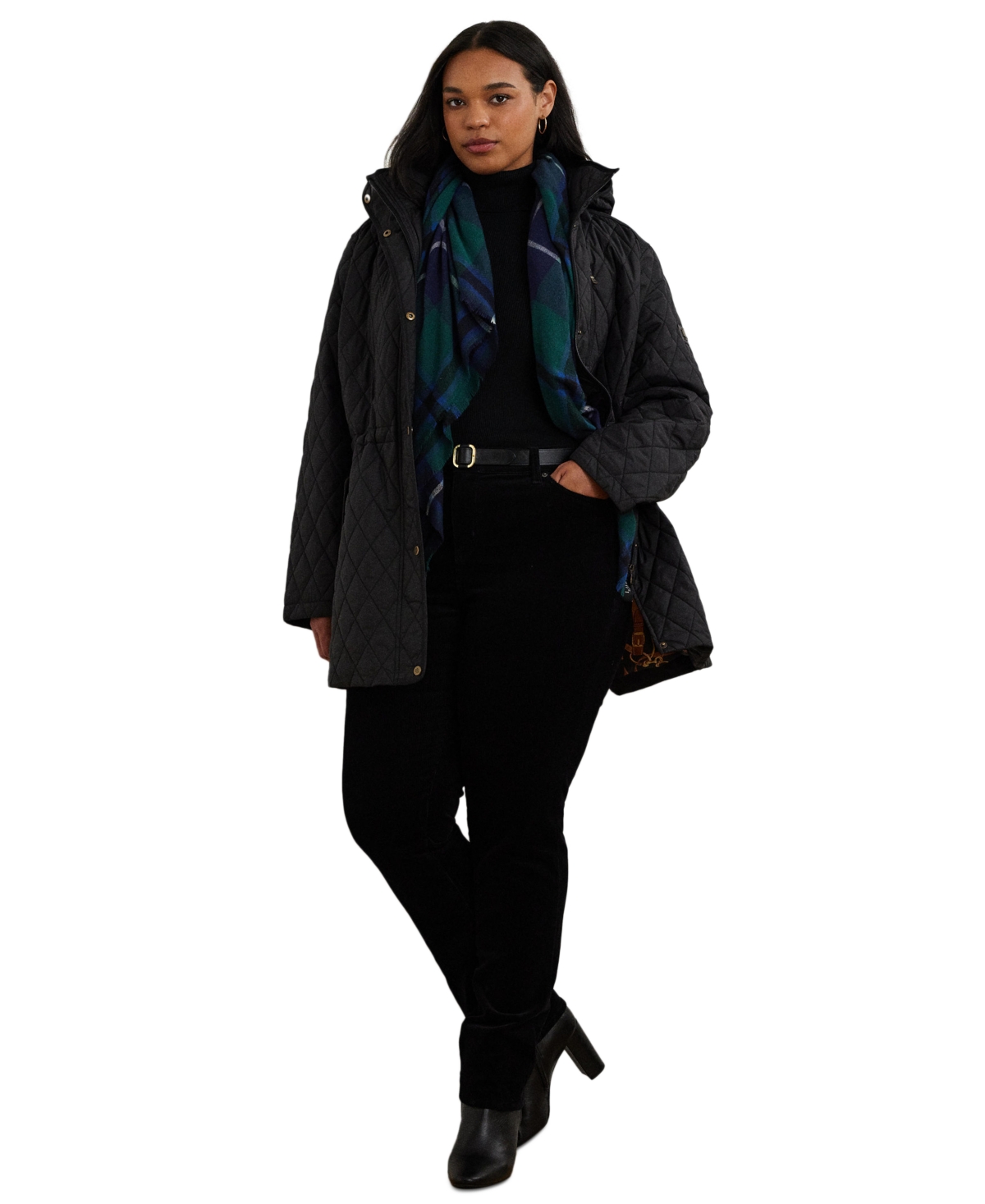 Lauren Ralph Plus Hooded Anorak Quilted Coat