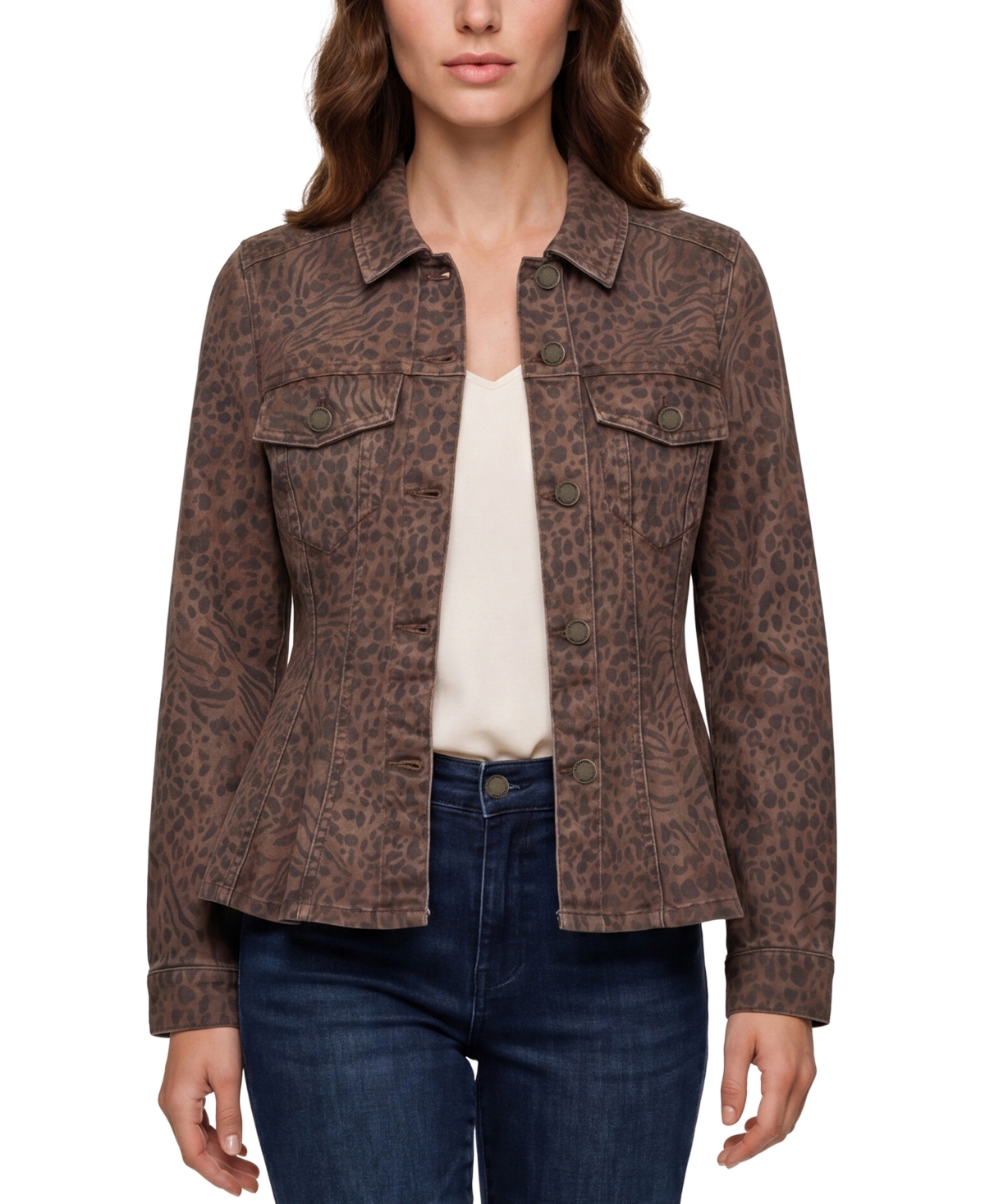 Liverpool Los Angeles Women's Button-Front Collared Trucker Jacket