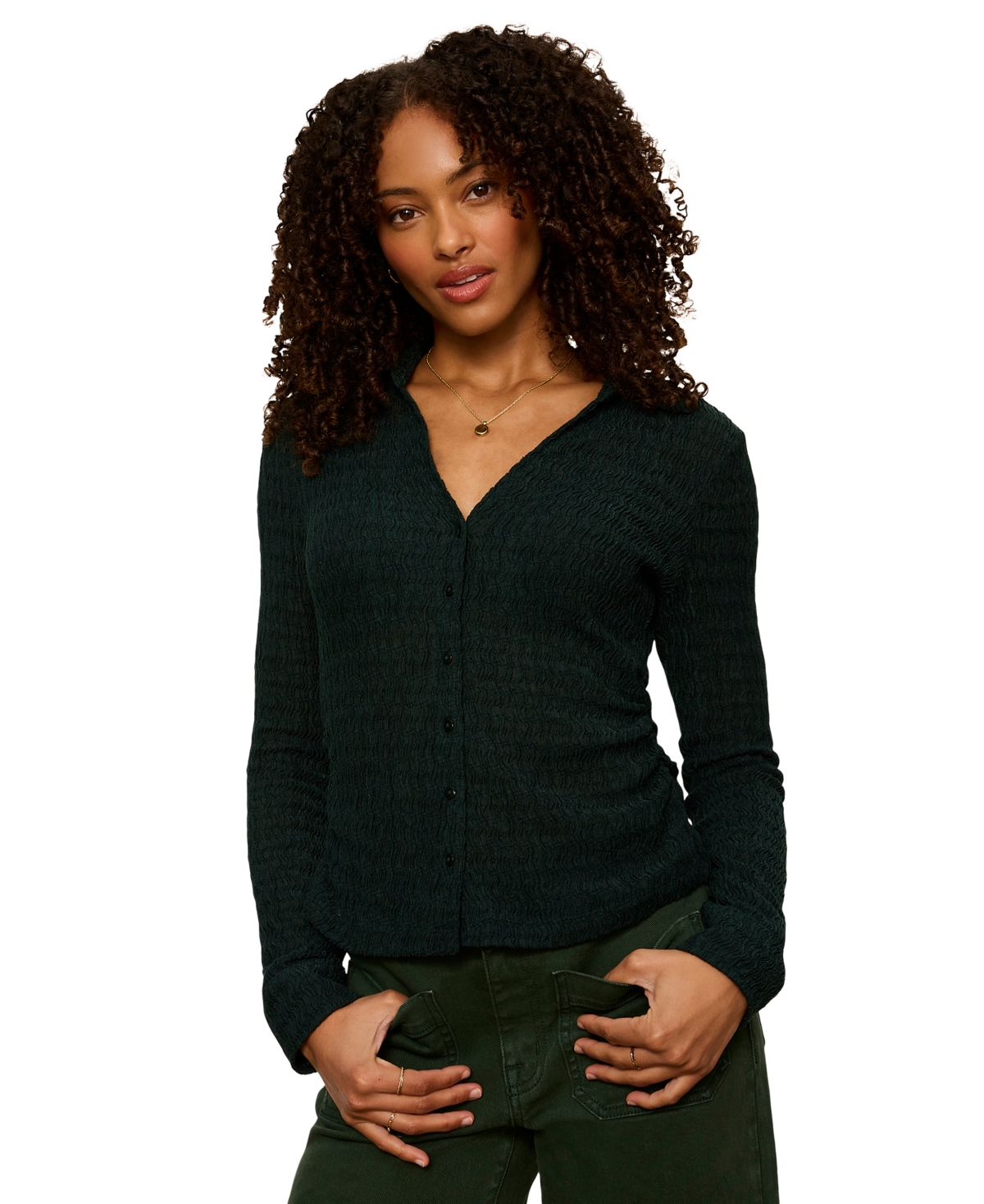 Sanctuary Petite Juno Textured Button-Front Shirt