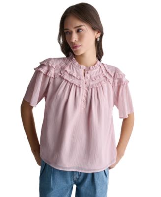 Women's Crewneck Short-Sleeve Ruffle Top