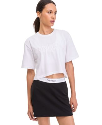 Women's Puff Graphic Logo Pull-On Cropped T-Shirt