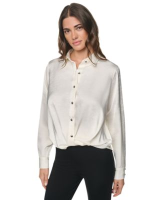 Women's Long-Sleeve Twist-Front Blouse