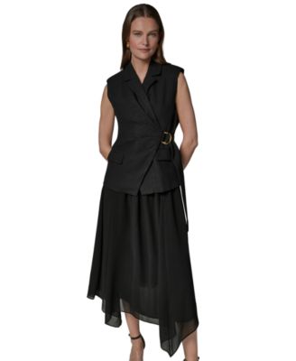 Women's Collared Sleeveless Fit & Flare Dress