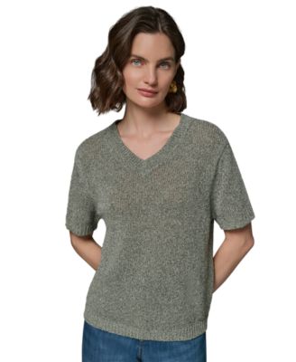 Women's Short-Sleeve V-Neck Sweater